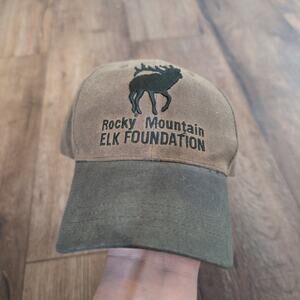 Rocky Mountain Elk Foundation Hat Adjustable Brown Moose Embroidered Hunt Fish